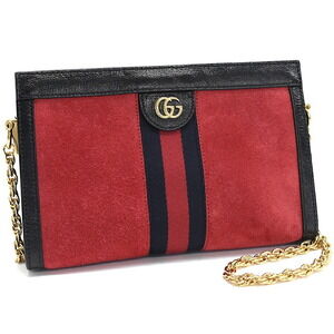Gucci Ophidia GG Chain Shoulder Bag Charly Line Suede Red